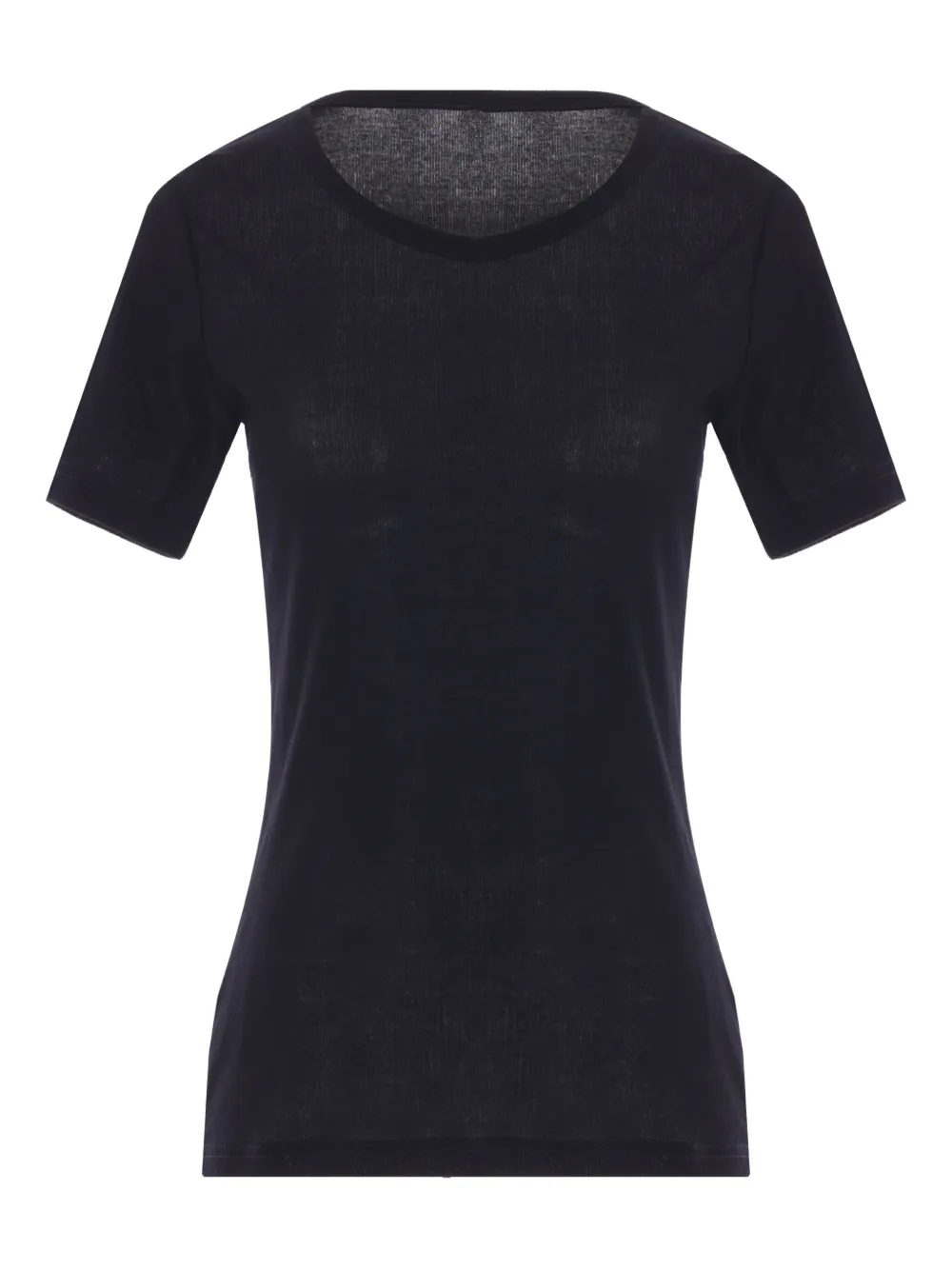 Yohji Yamamoto Geribbeld T-shirt met ronde hals Zwart