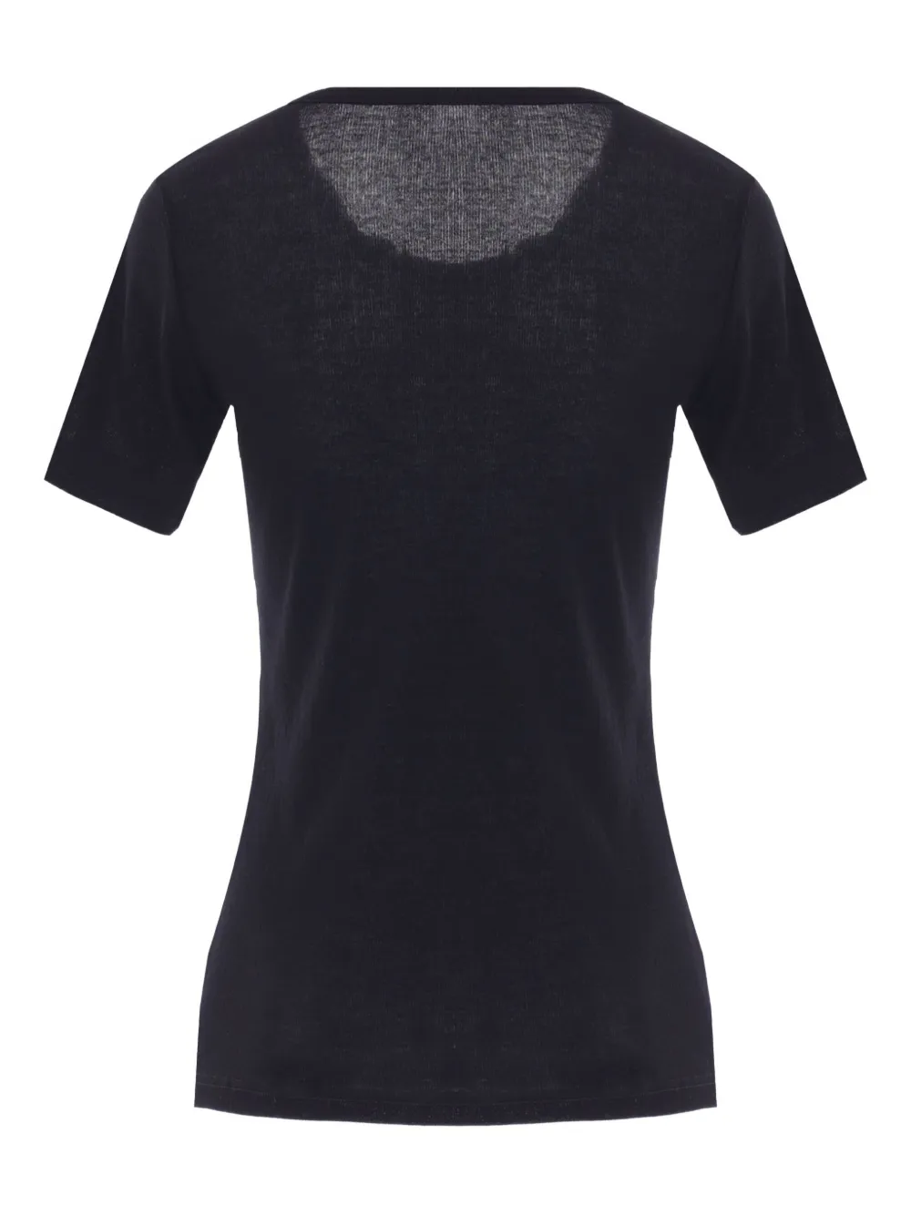 Yohji Yamamoto Geribbeld T-shirt met ronde hals Zwart
