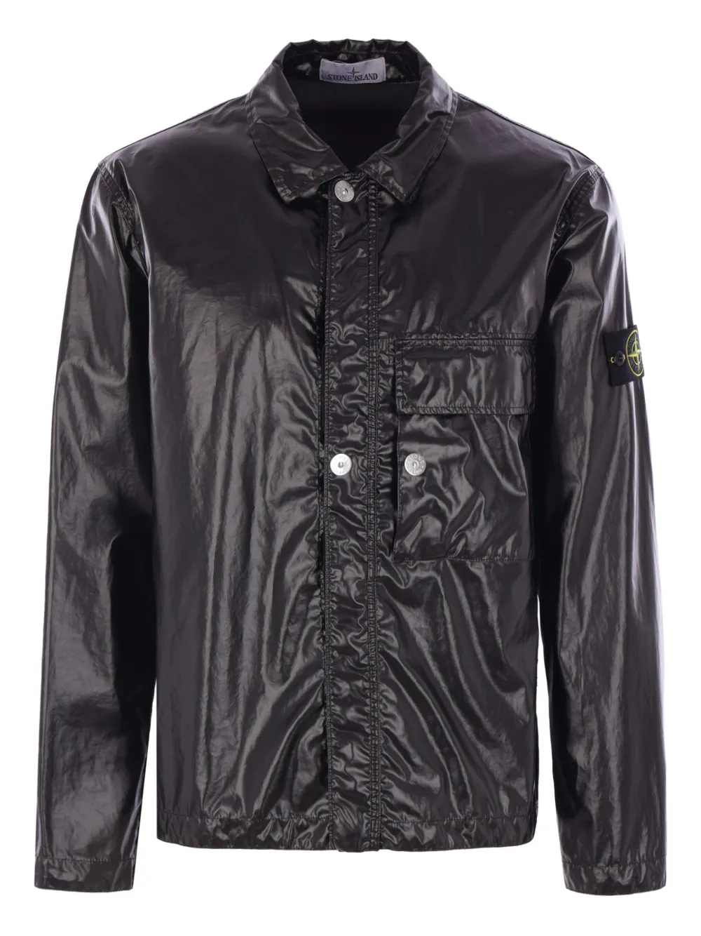 Stone Island snap-button patch-pocket jacket Zwart