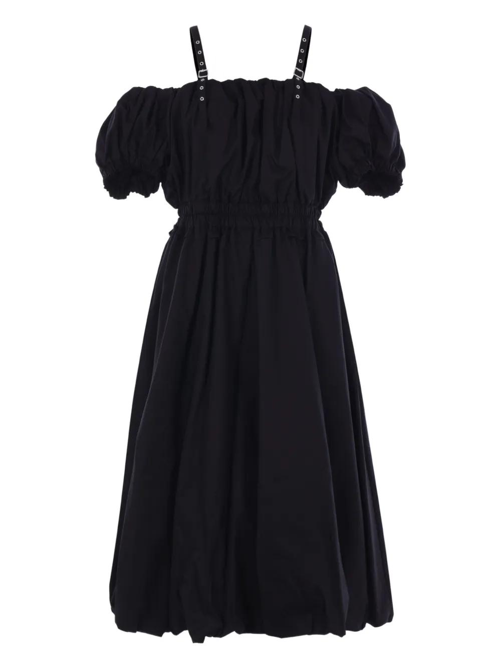 Noir Kei Ninomiya Midi-jurk met pofmouwen Zwart