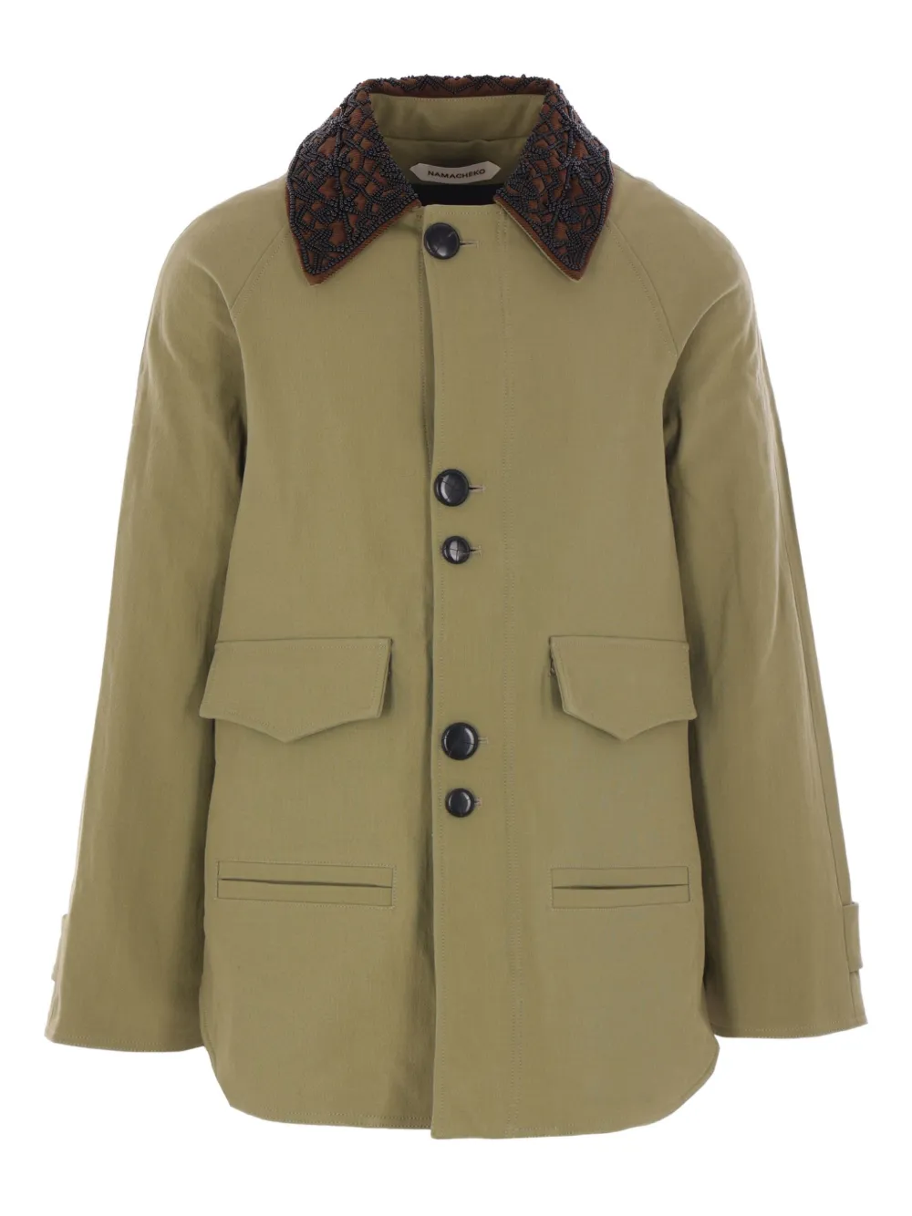 Namacheko embroidered-collar canvas jacket | Green | Image 1