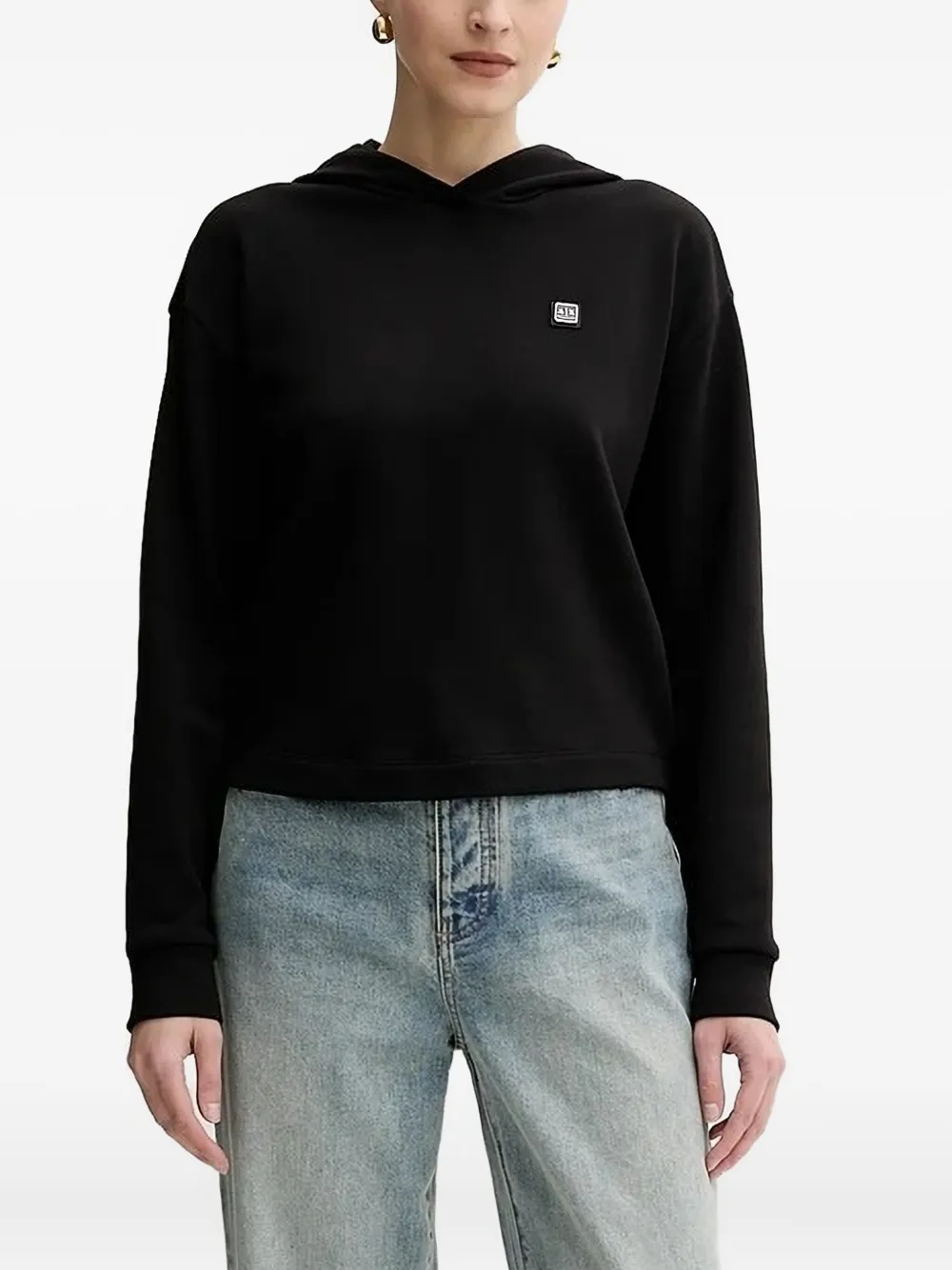 Armani Exchange logo-plaque hoodie | Black | Image 1