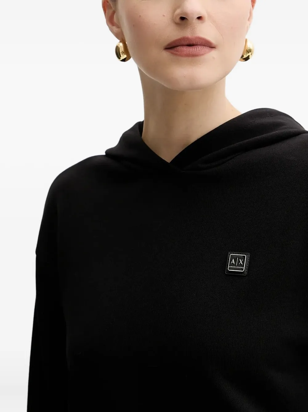 Armani Exchange Hoodie met logoplakkaat Zwart