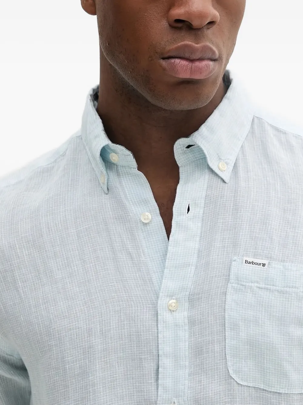 Barbour rear-yoke linen shirt Blauw