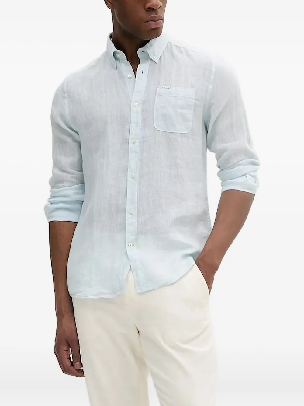 Barbour rear-yoke linen shirt Blauw
