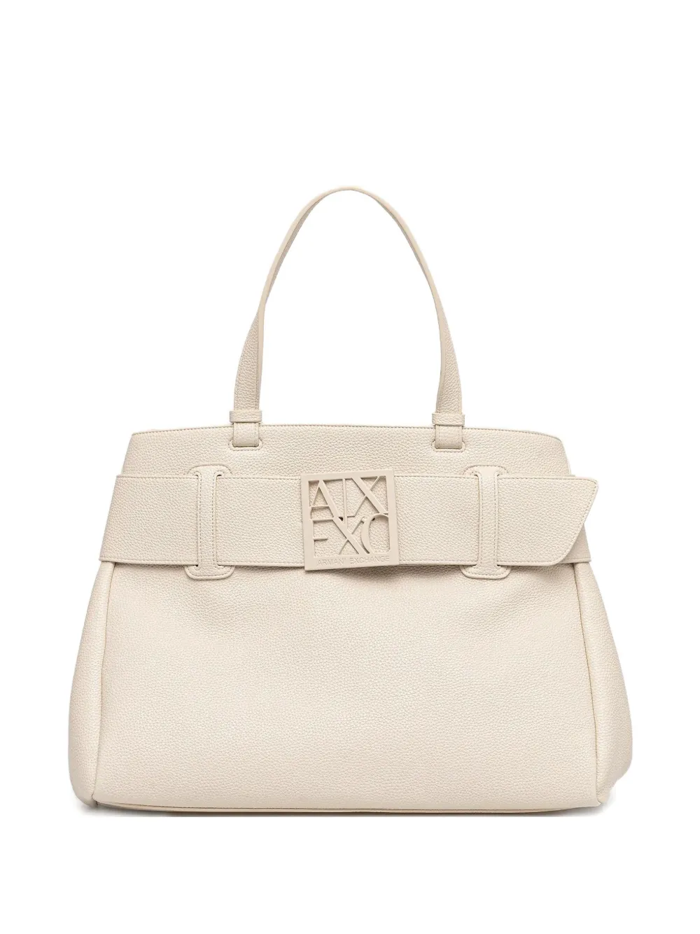 Armani Exchange ロゴプレート ハンドバッグ - ホワイト Armani Exchange ロゴプレート ハンドバッグ - ホワイト
