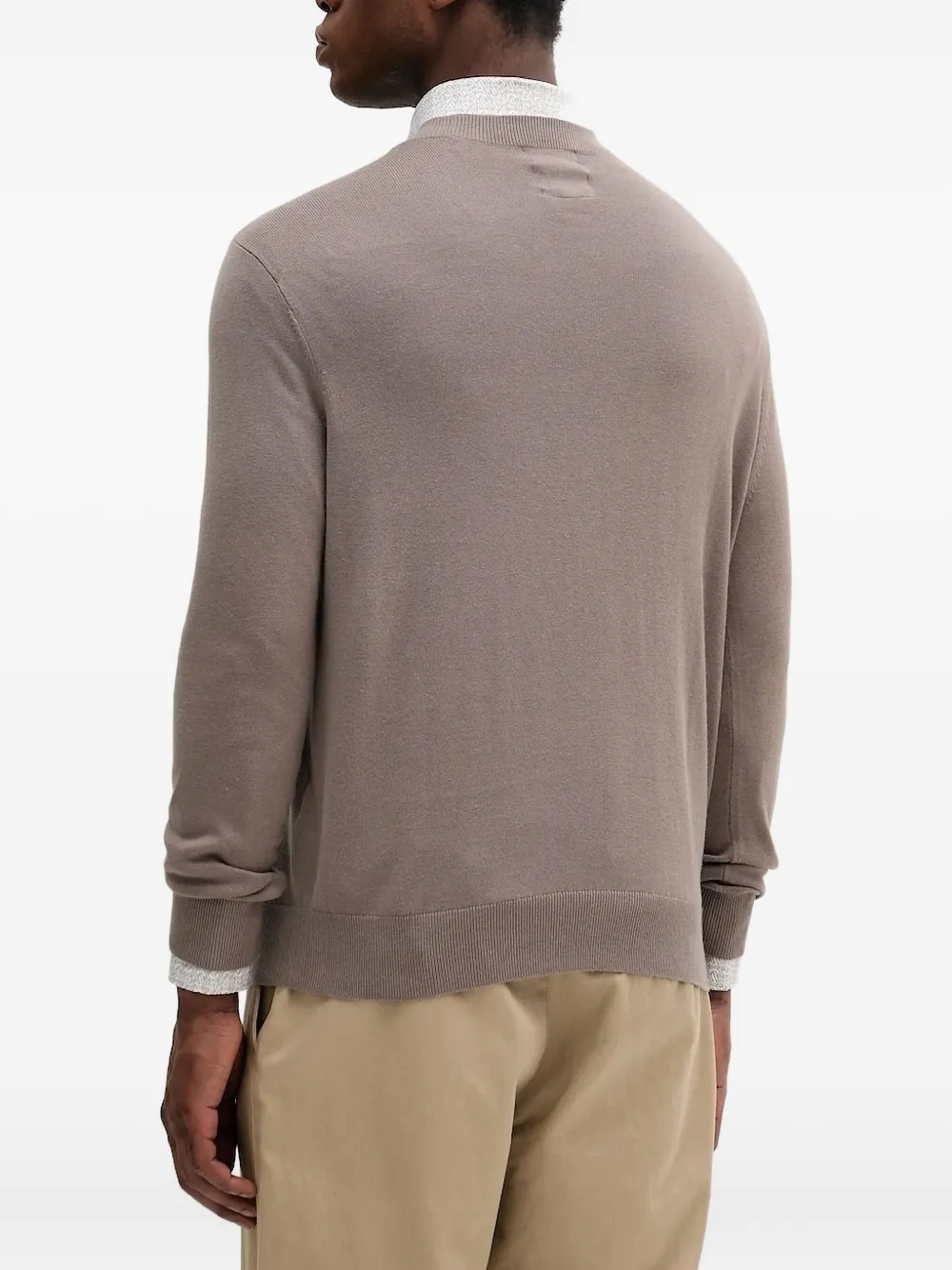 Armani Exchange Trui met geborduurd logo en ronde hals - Beige