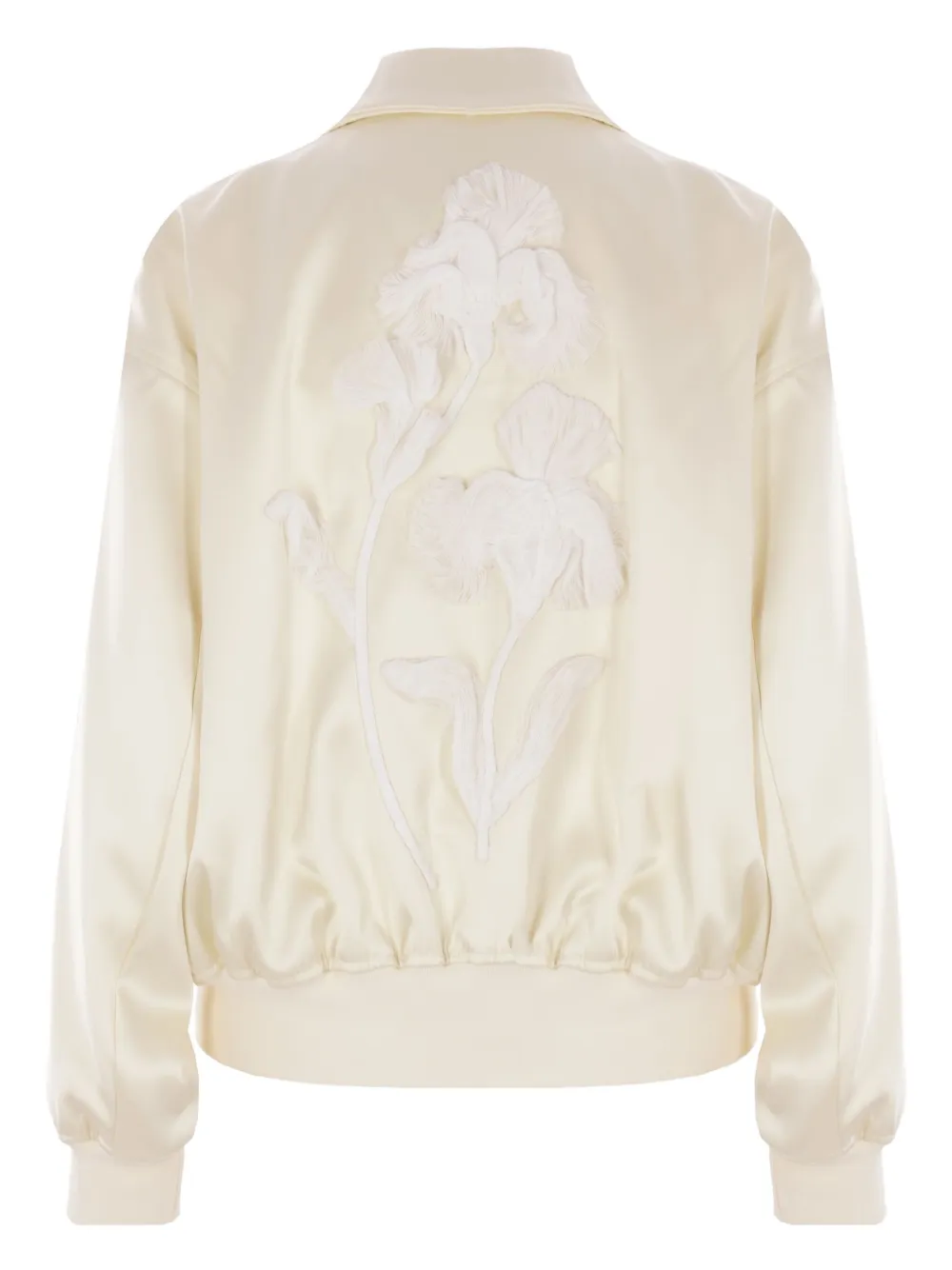Jil Sander Bomberjack met geborduurde bloemen Beige