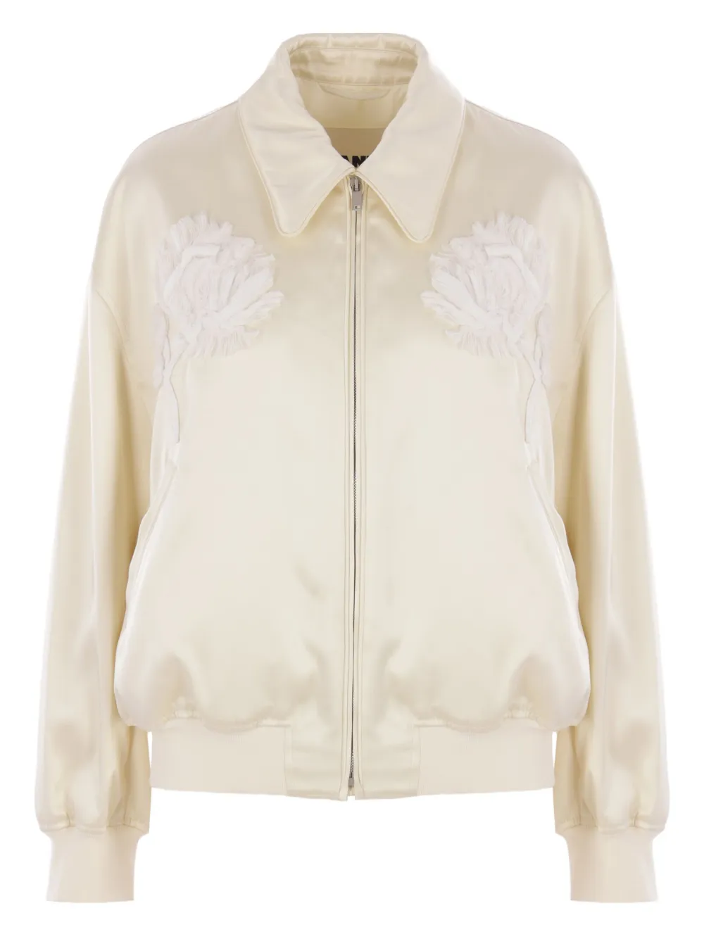 Jil Sander floral-embroidered bomber jacket Beige