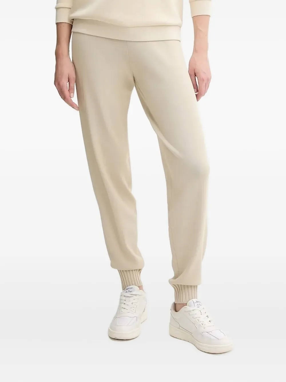 Armani Exchange Logo-plaque Knit Joggers In Neutral