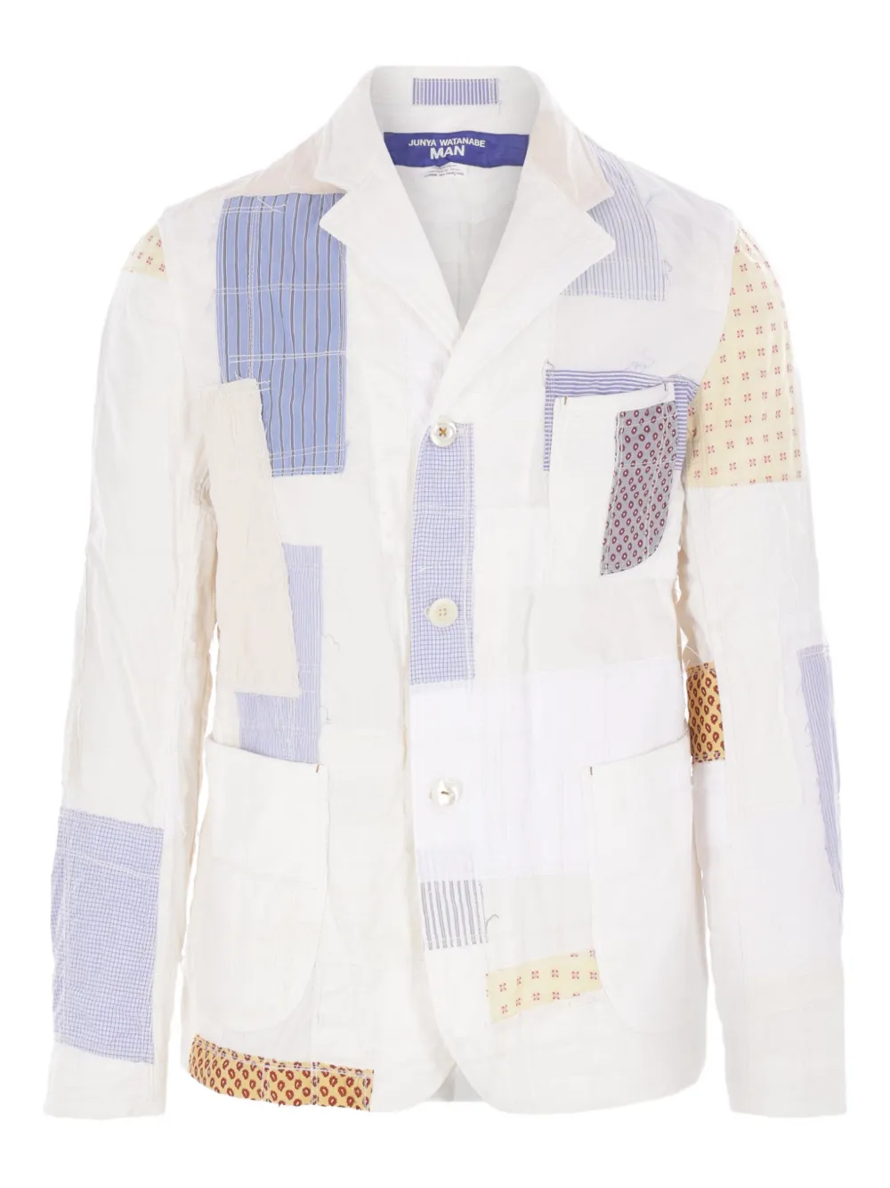 Junya Watanabe MAN patchwork single-breasted blazer Wit