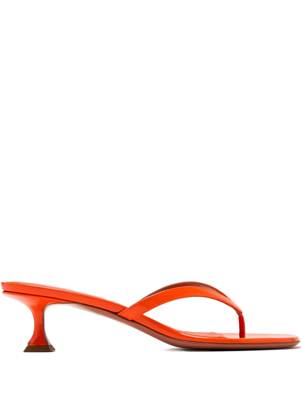 Amina Muaddi Patent Leather Thong Sandals In Orange