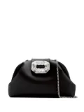 Amina Muaddi Camelia crystal-embellished satin clutch - Black