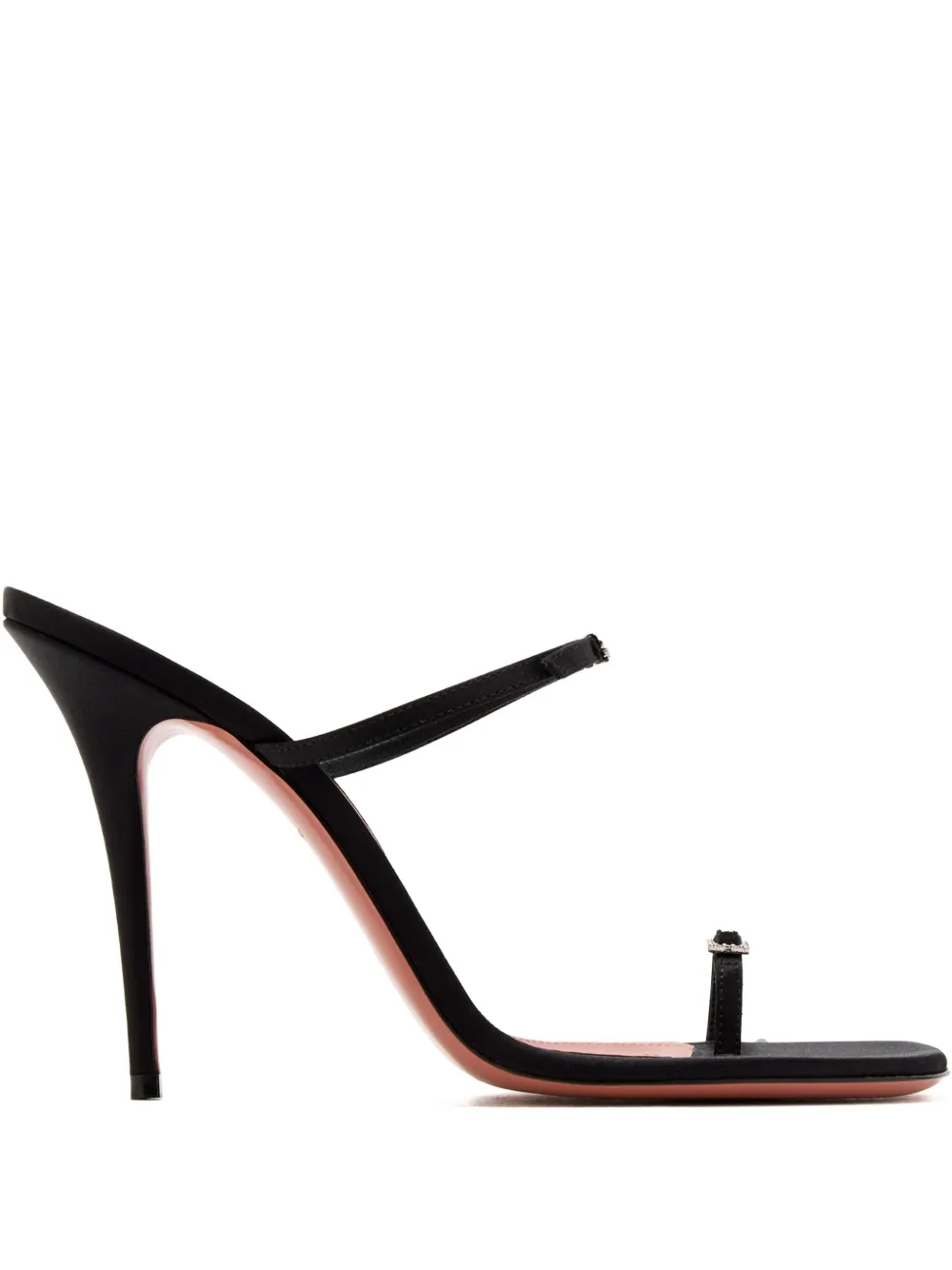 Amina Muaddi Crystal-buckle Satin Sandals In Black