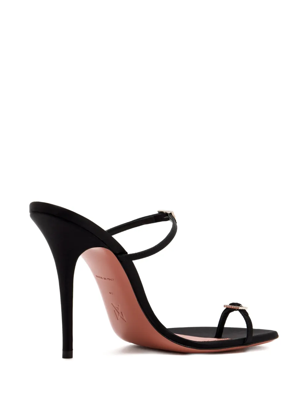 Amina Muaddi crystal-buckle satin sandals Black