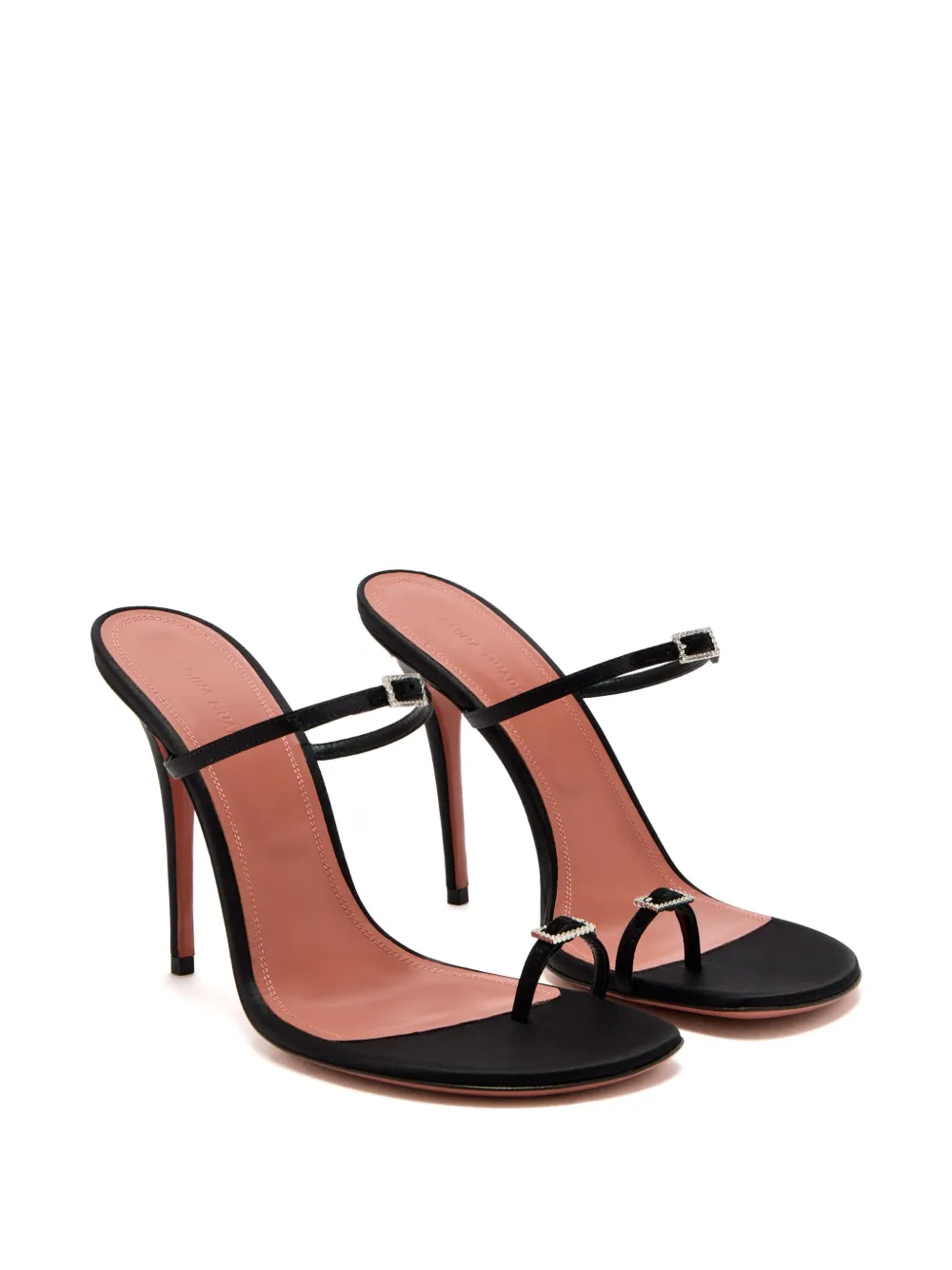 Amina Muaddi crystal-buckle satin sandals Black