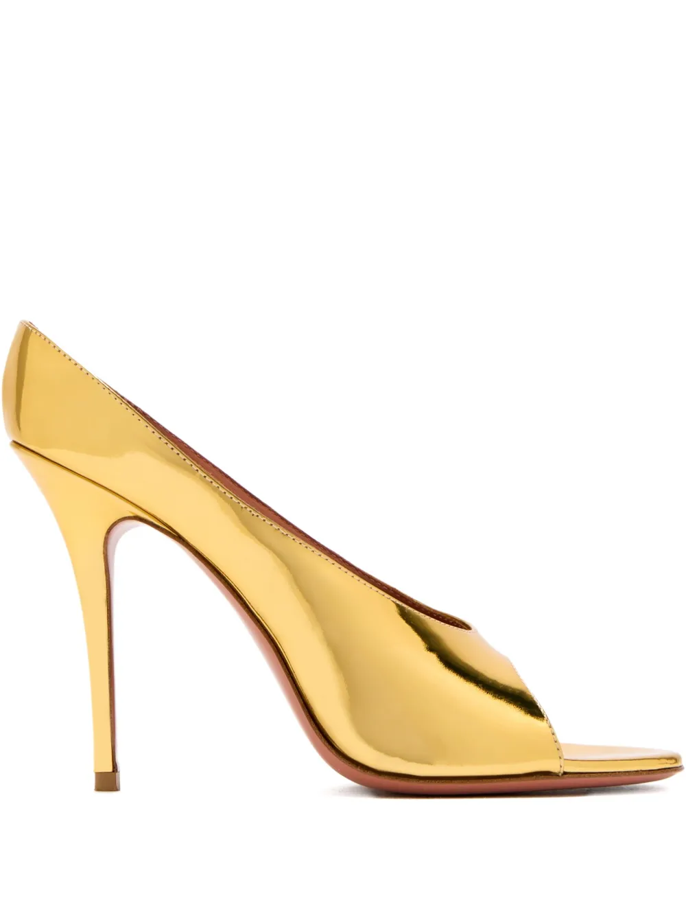Amina Muaddi 105mm Peep-toe Sandals In Gold