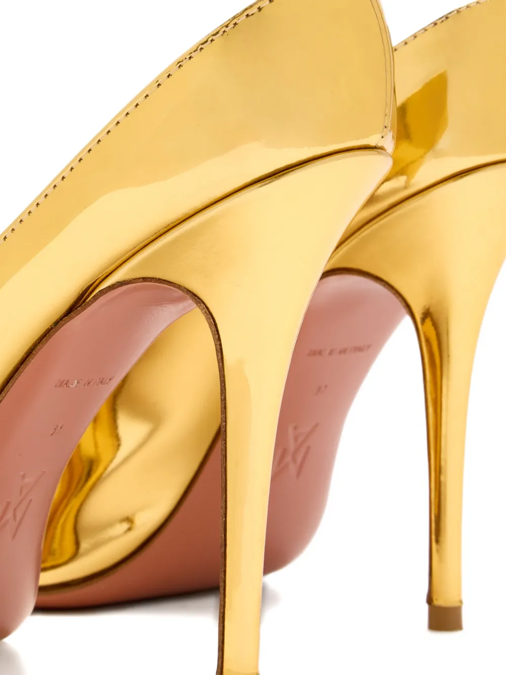 Amina Muaddi 105mm Peep-toe Sandals In Gold