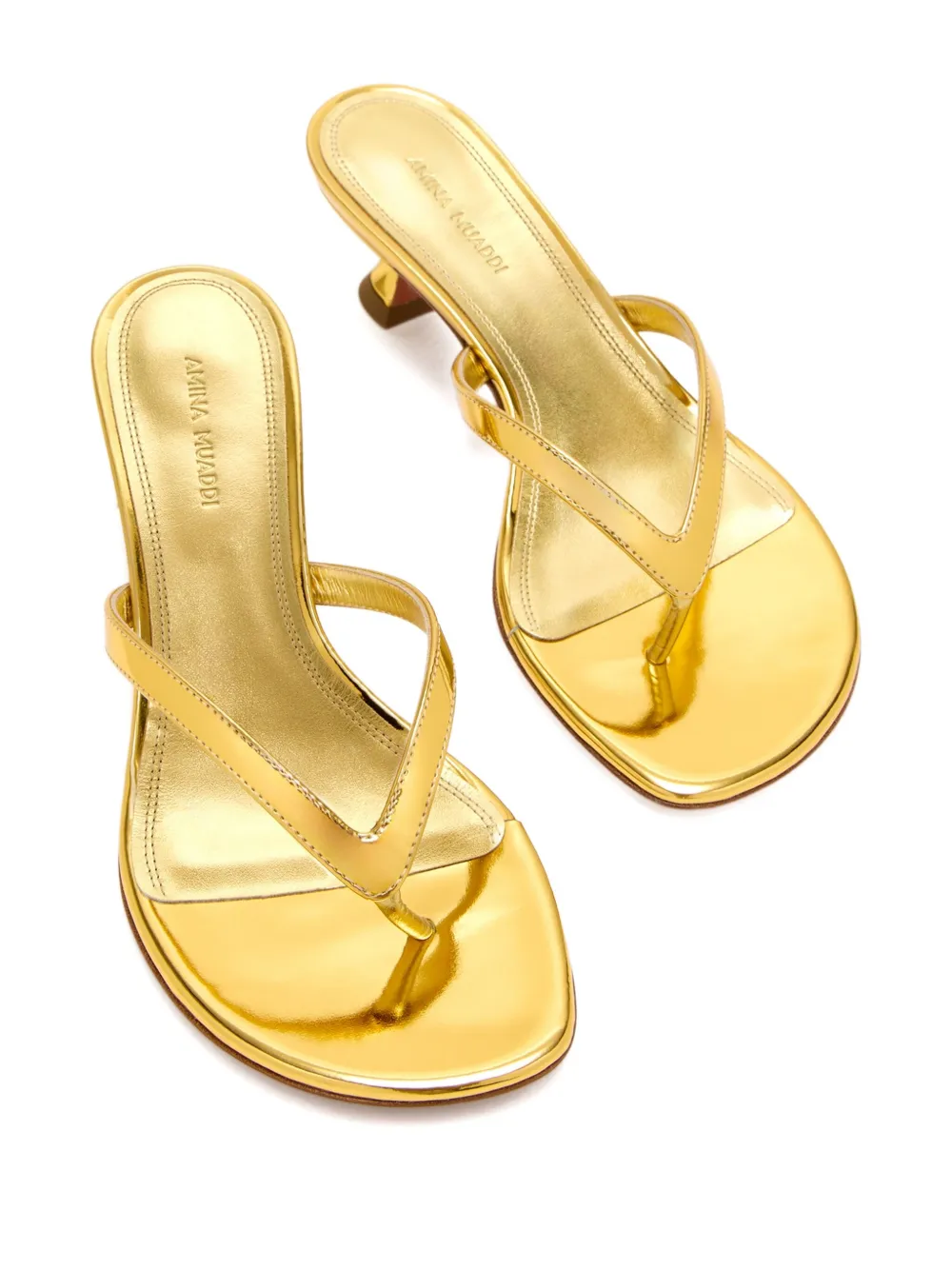 Amina Muaddi 45 mm Juliette sandalen Geel