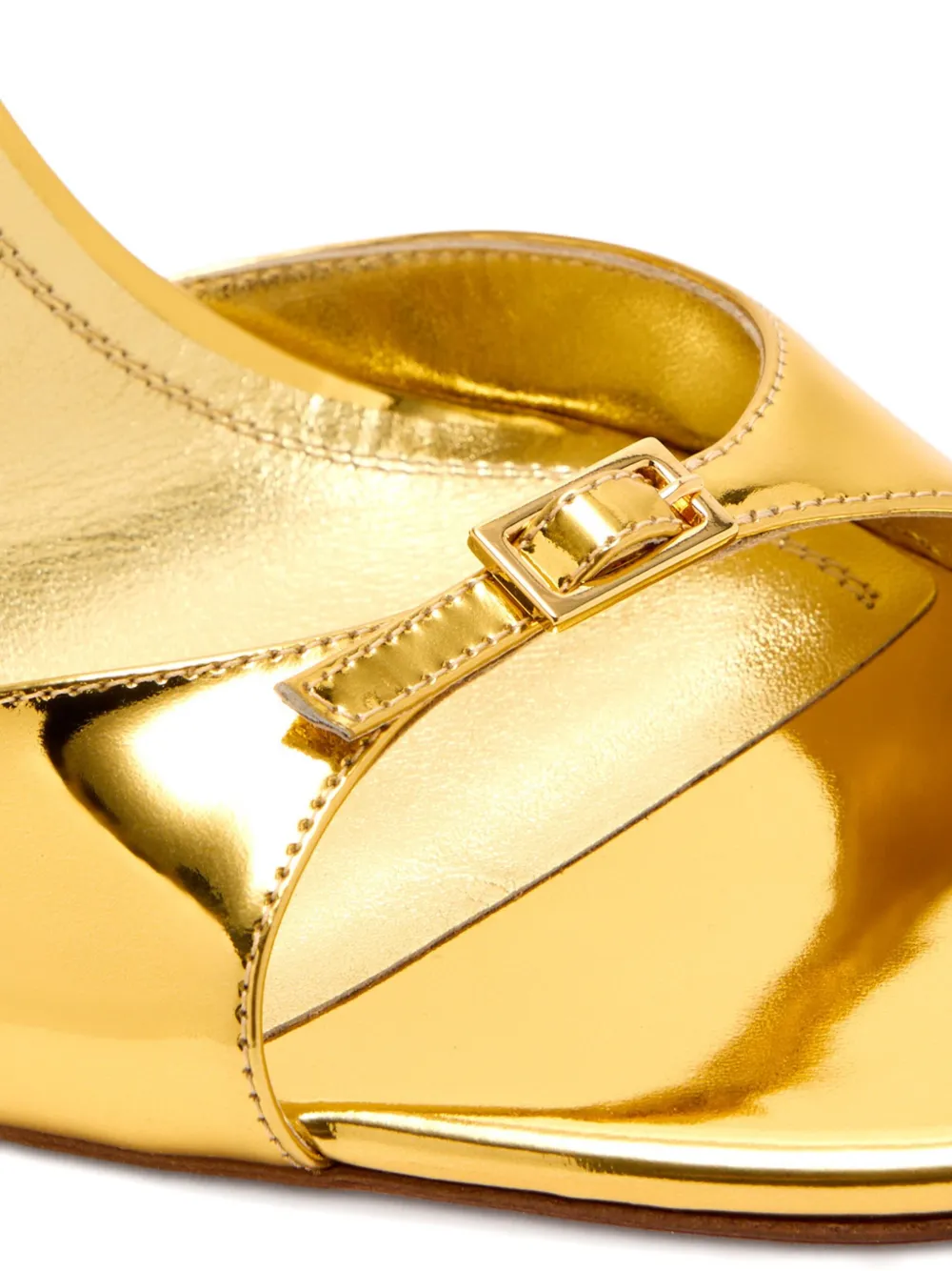 Amina Muaddi buckle-embellished metallic leather sandals Yellow
