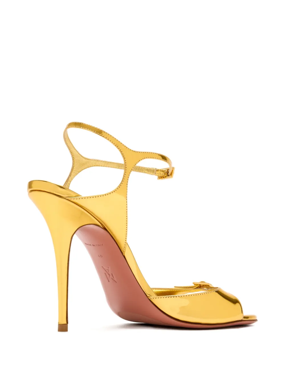 Amina Muaddi buckle-embellished metallic leather sandals Yellow