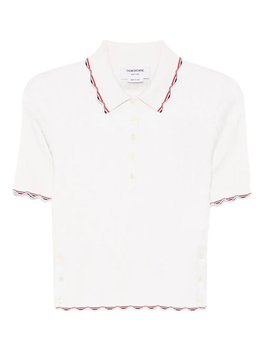 Thom Browne スカラップトリム ポロシャツ - ホワイト Thom Browne スカラップトリム ポロシャツ - ホワイト