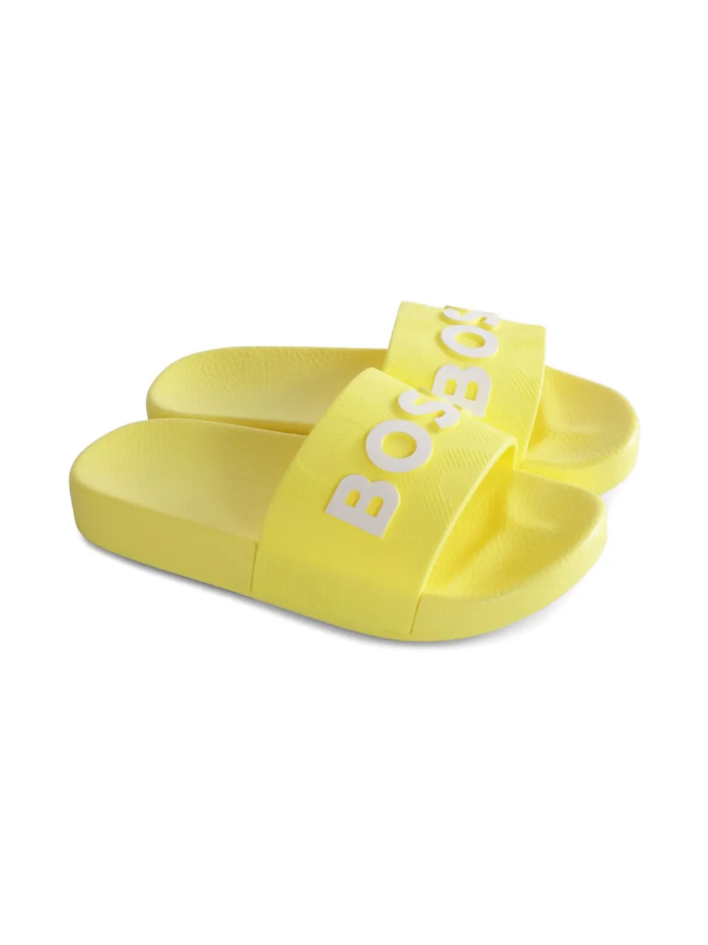 BOSS Kidswear logo-embossed slides Geel