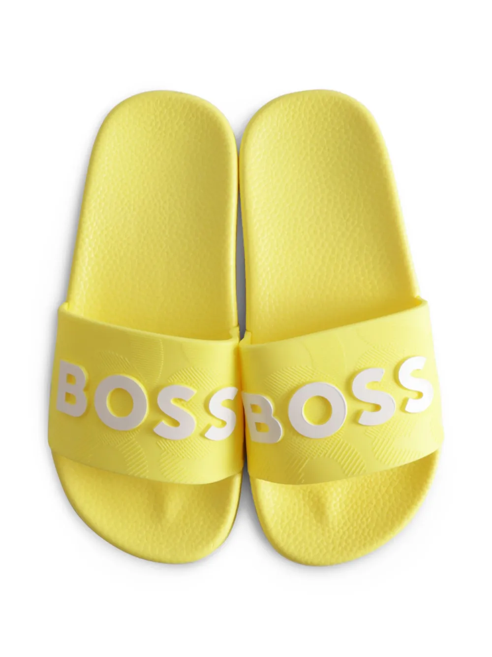 BOSS Kidswear logo-embossed slides Yellow