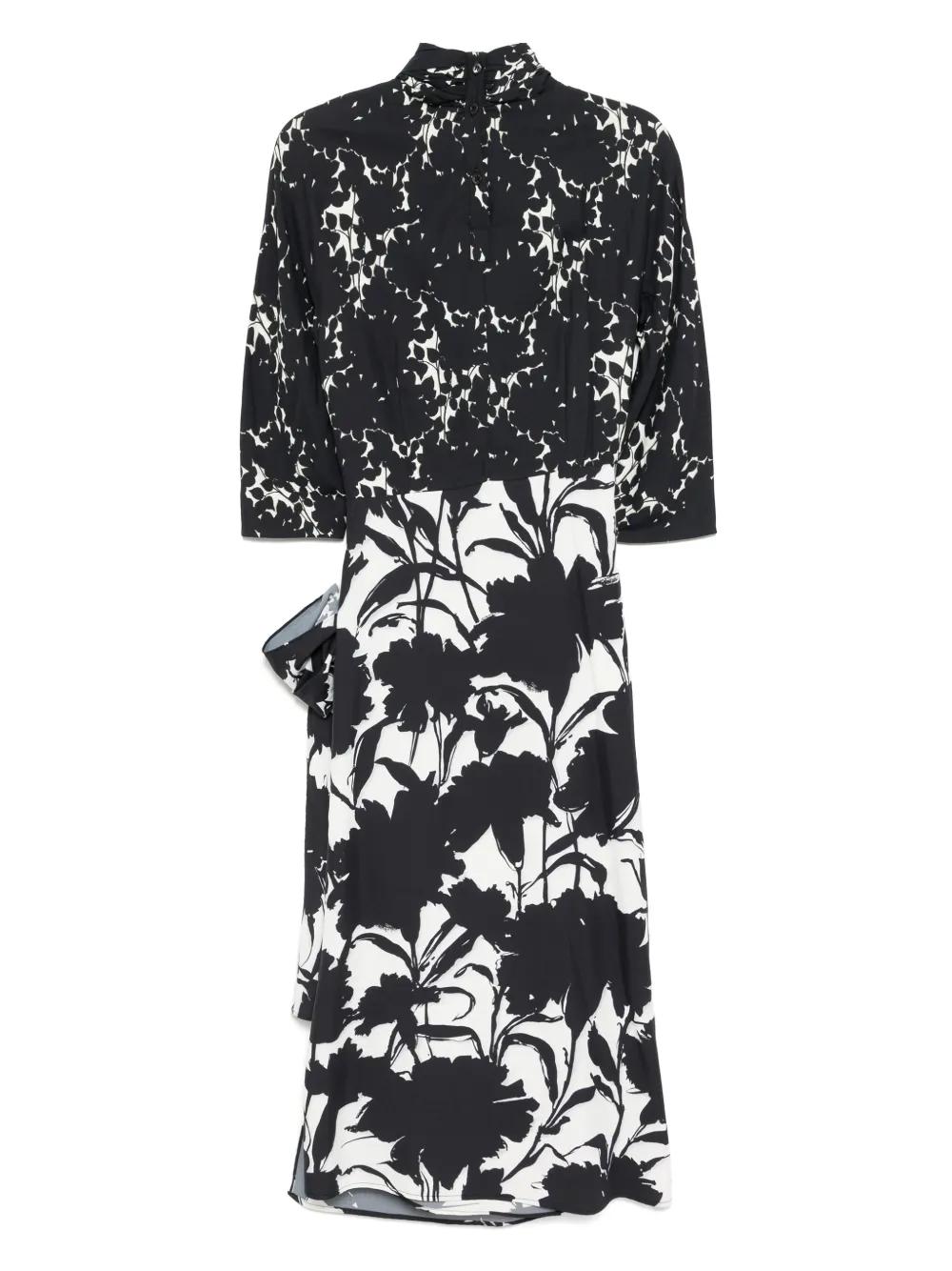 Prada Pre-Owned Midi-jurk met bloemenprint - Zwart