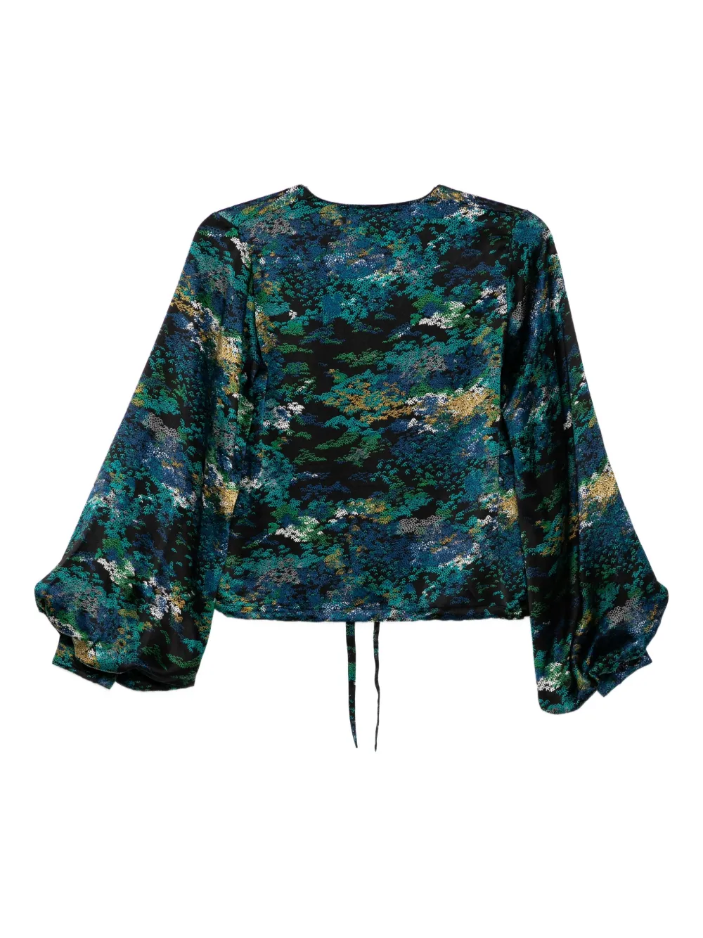 Saint Laurent Pre-Owned V-neck printed silk top | Image 2