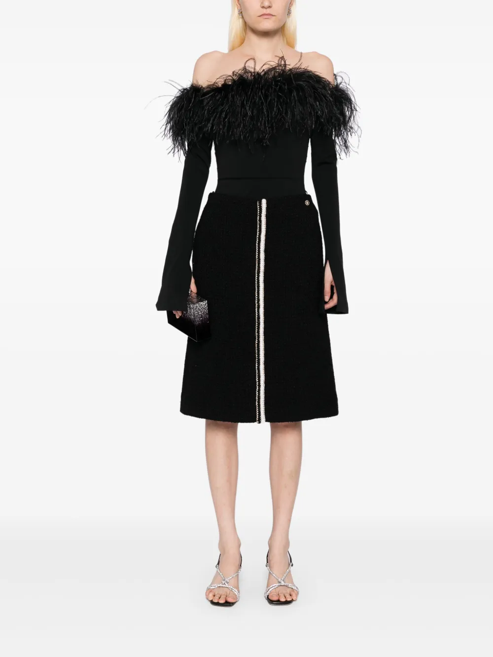 CHANEL Pre-Owned Tweed rok - Zwart