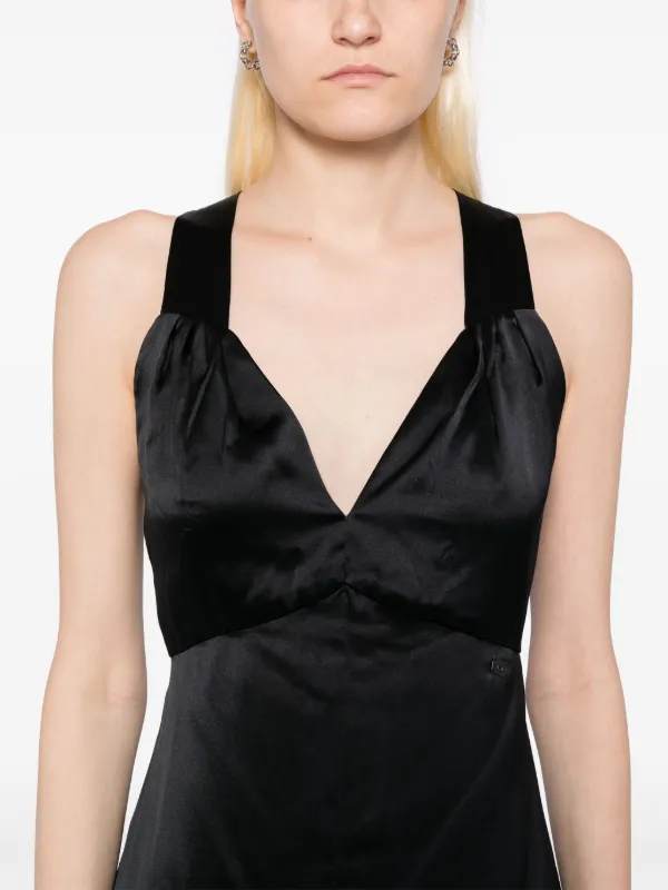 chanel satin dress Midi dress - Silk satin embroidered with imitation pearls, apricot orange   Fashion