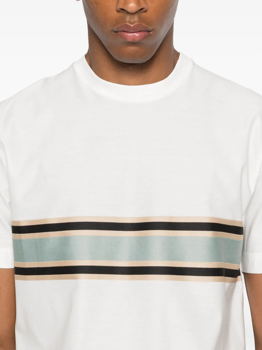 Canali stripe-detail T-shirt Wit
