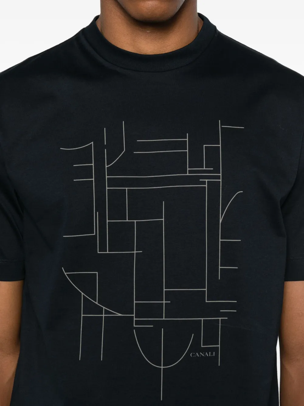 Canali T-shirt met geometrische print Blauw