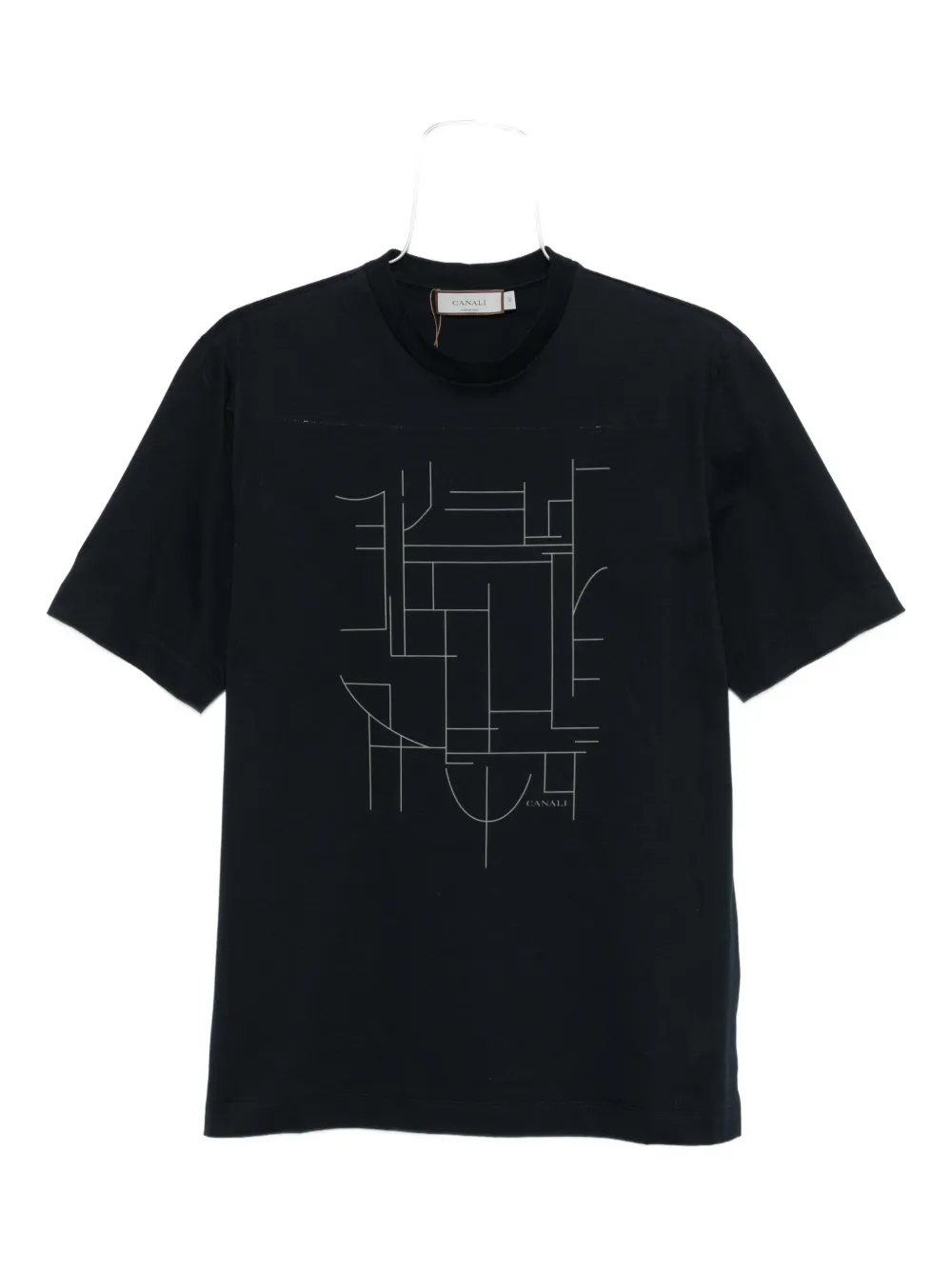 Canali geometric-print T-shirt - ブルー Canali geometric-print T-shirt - ブルー