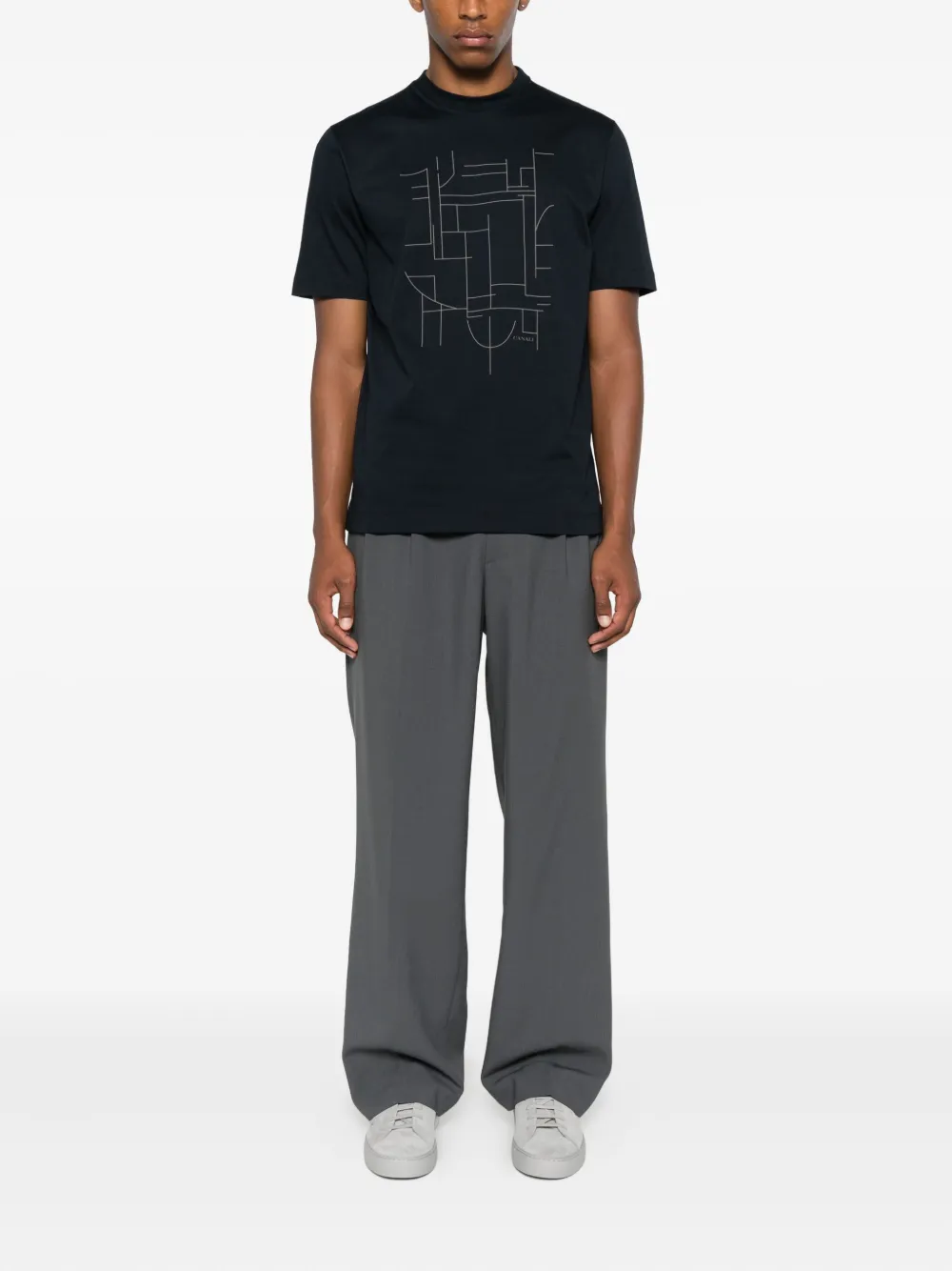 Canali T-shirt met geometrische print Blauw