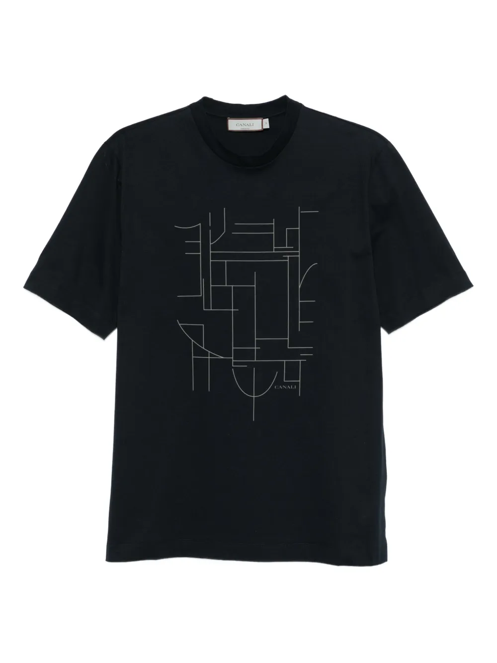 Canali T-shirt met geometrische print Blauw