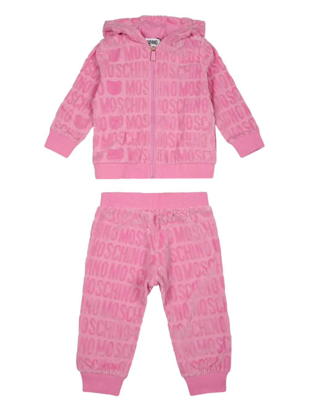 Moschino Kids Fluwelen trainingspak met logopatroon ROSA