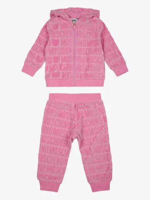 Moschino Kids logo-pattern velour tracksuit