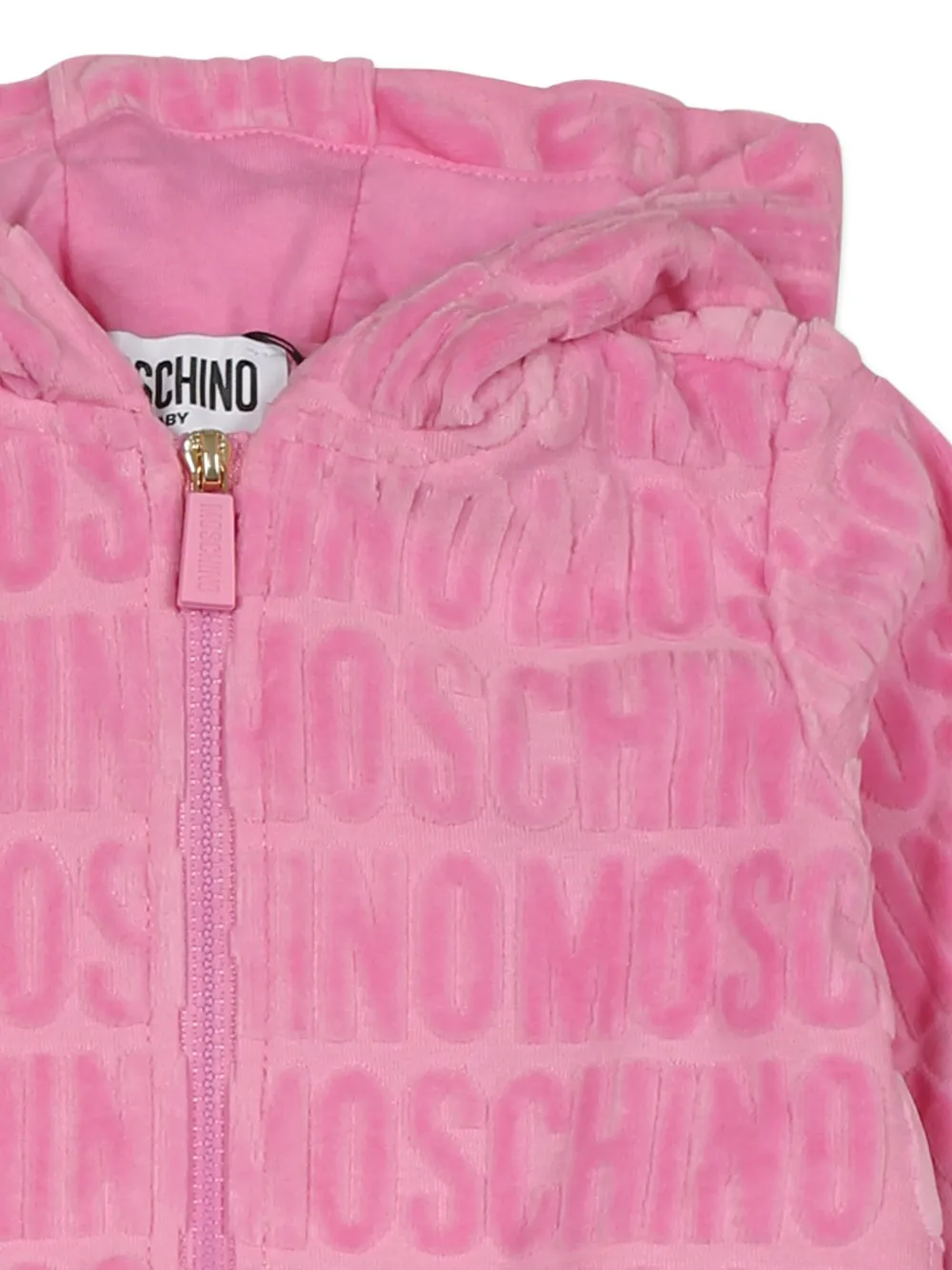 Moschino Kids Fluwelen trainingspak met logopatroon ROSA