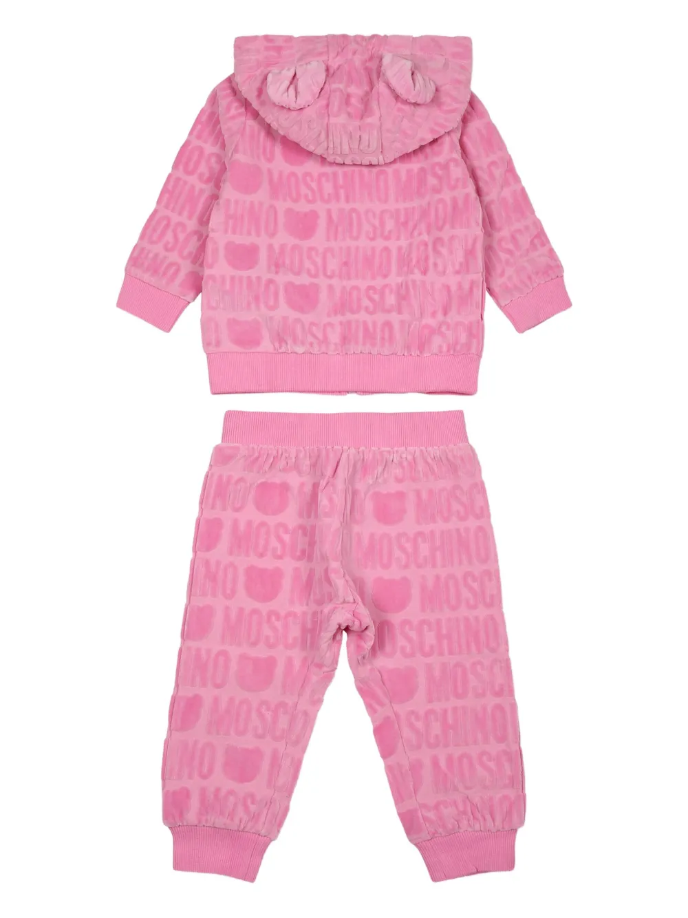 Moschino Kids Fluwelen trainingspak met logopatroon ROSA