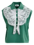 Essentiel Antwerp Ihelly lace-embellished collar top - Green