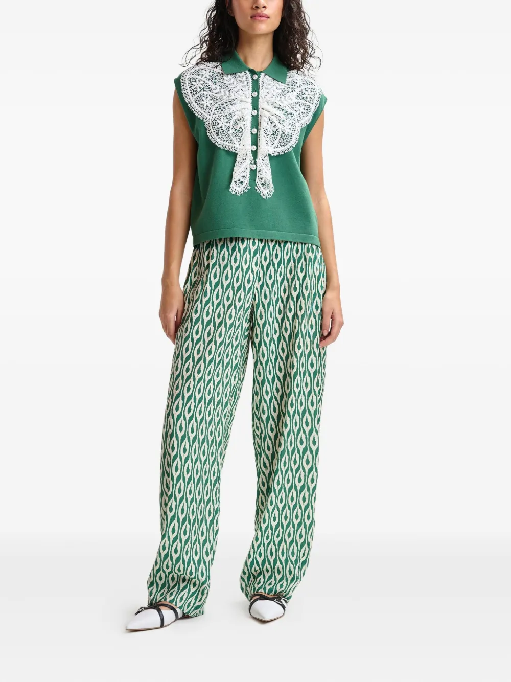Essentiel Antwerp Ihelly lace-embellished collar top | Polo Tops | Image 2