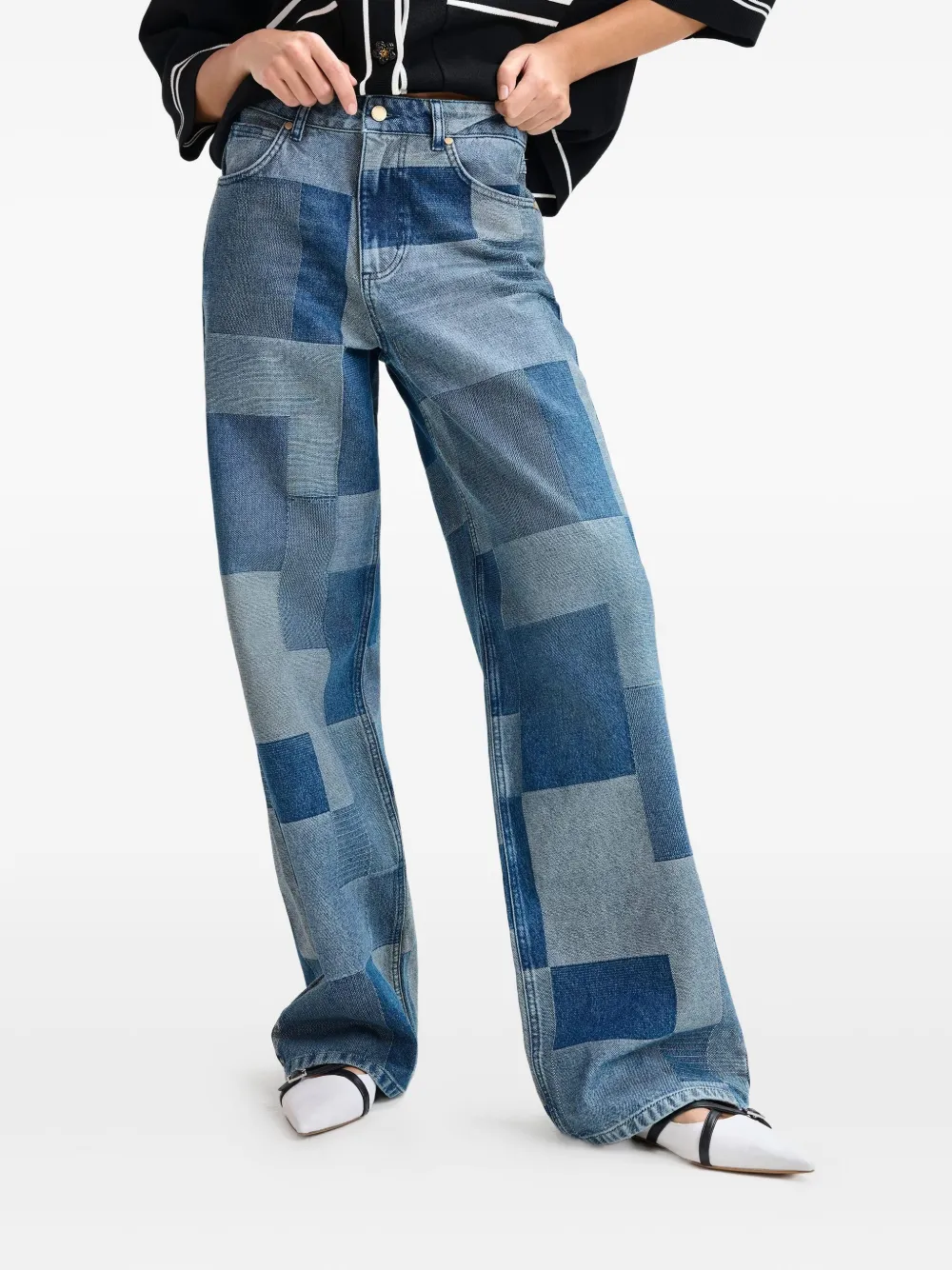 Essentiel Antwerp Jeans met patchwork Blauw