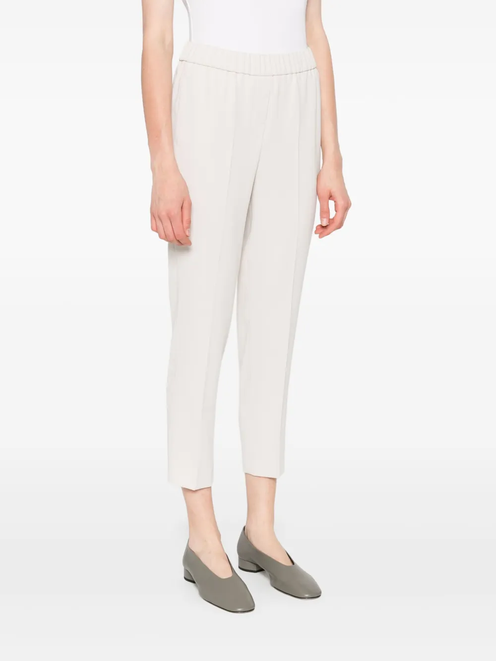 Peserico Cropped broek met elastische taille Beige