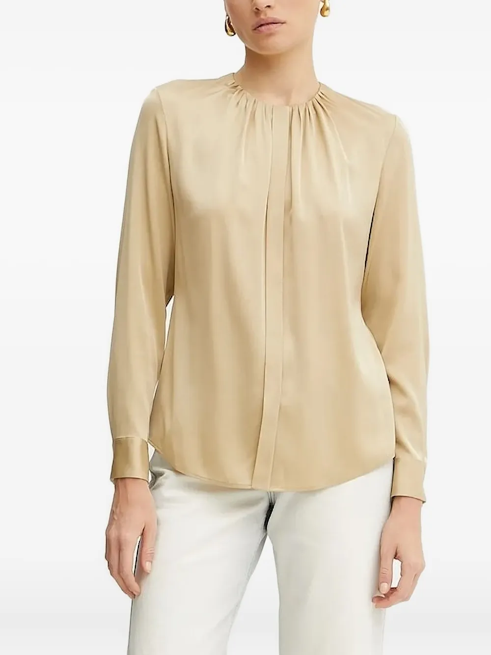 BOSS pleated-neck blouse | Neutrals | Image 1