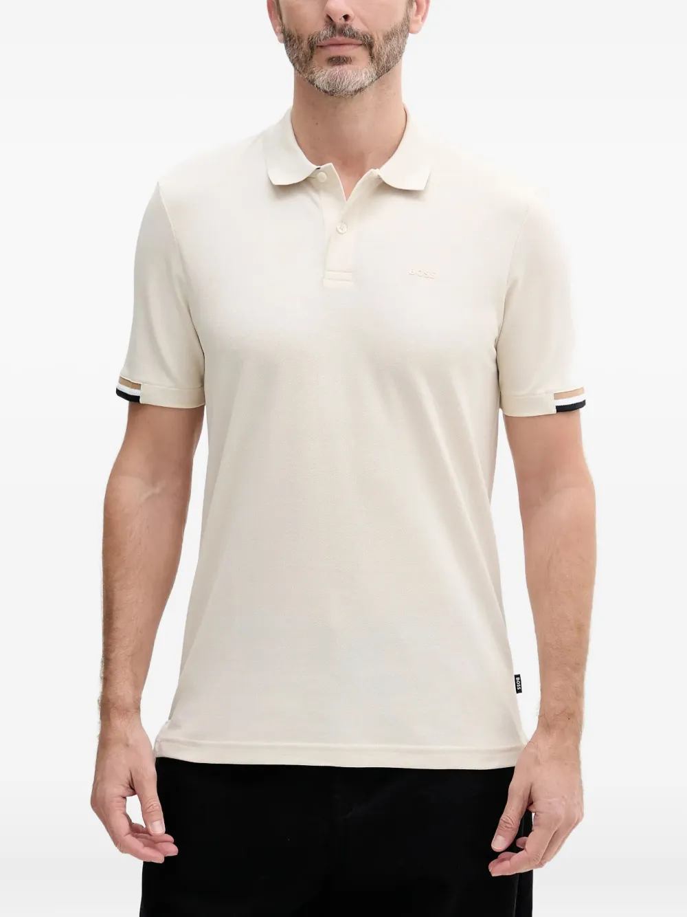 BOSS Poloshirt met logodetail Wit