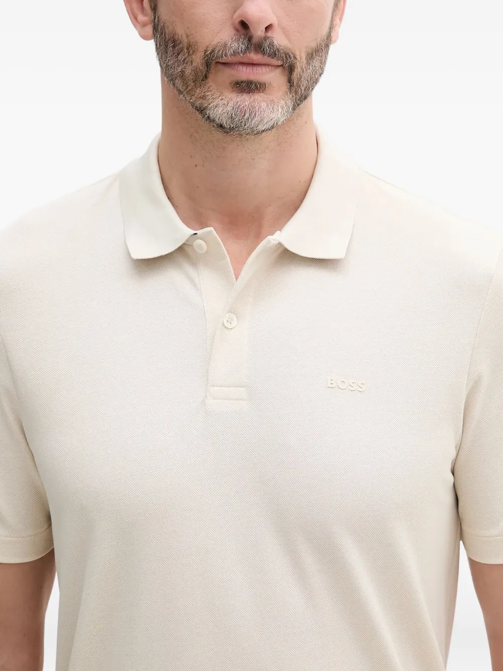 BOSS Poloshirt met logodetail Wit