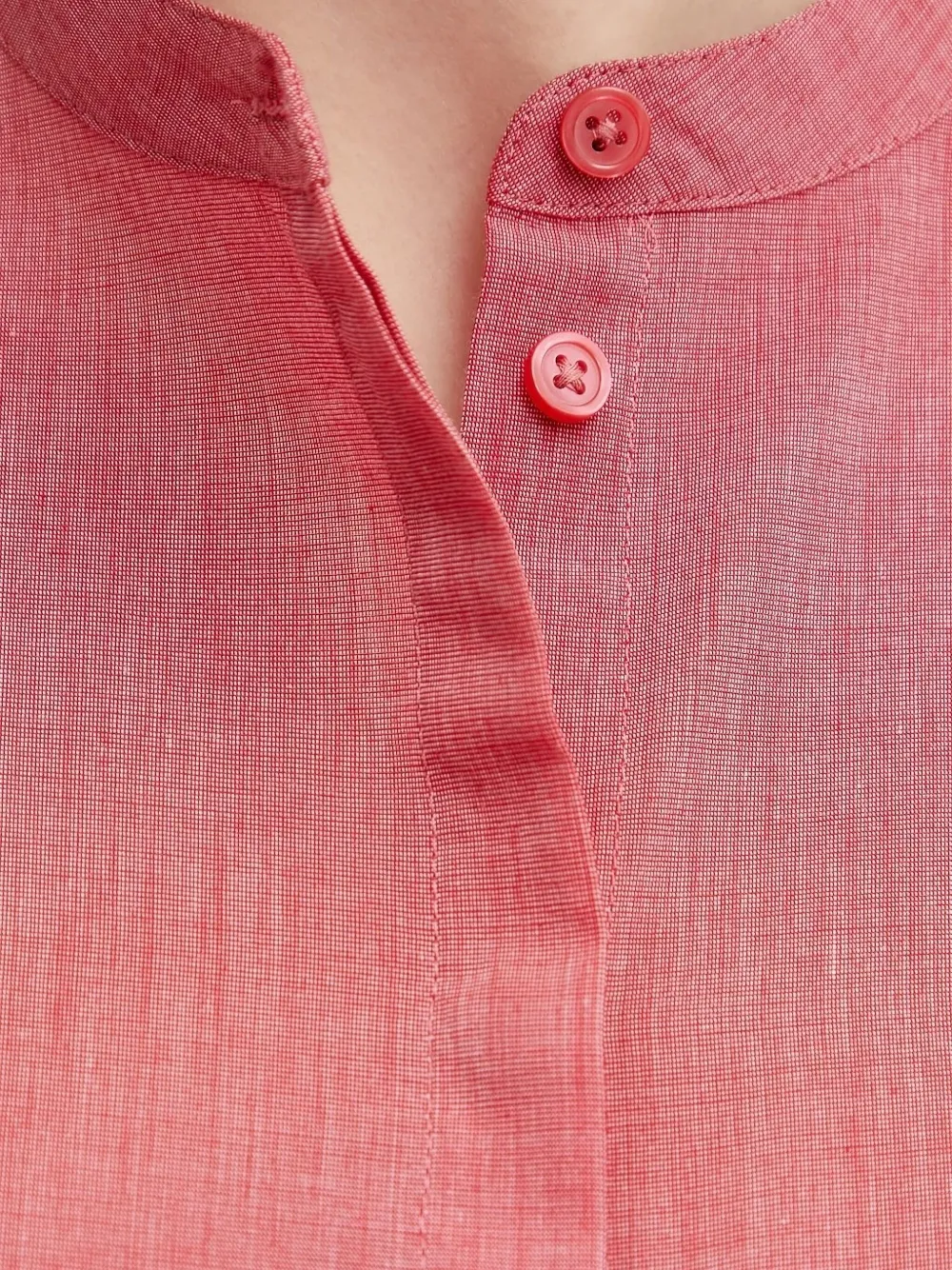 Hugo Boss Mandarin-collar Long-sleeve Shirt In Pink
