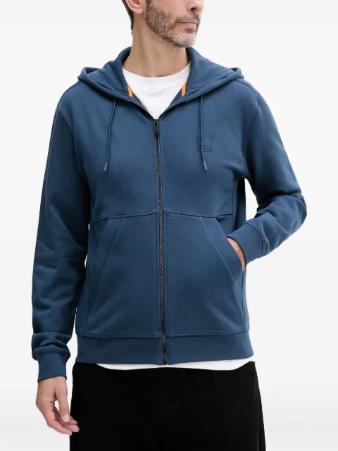 BOSS logo-patch zip-up hoodie